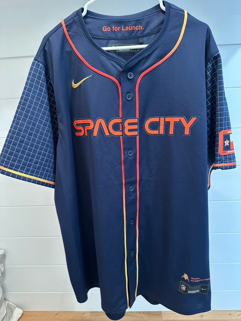 Nike Houston Space City Baseball Jersey Navy Blue Size XL