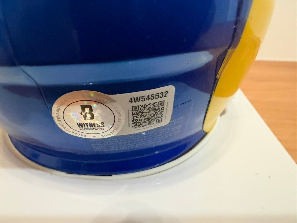 Aaron Donald Signed LA Rams Riddell Speed Mini Helmet Beckett Witness Dark Visor