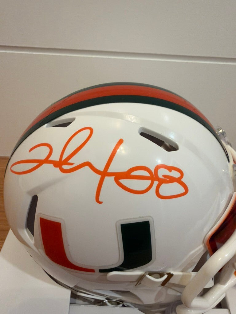 Clinton Portis Signed Miami Hurricanes Speed Mini Helmet Beckett Custom Visor