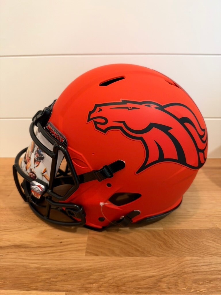 Bo Nix Signed Broncos 5280 Authentic Speed Full Size Helmet Beckett Visor