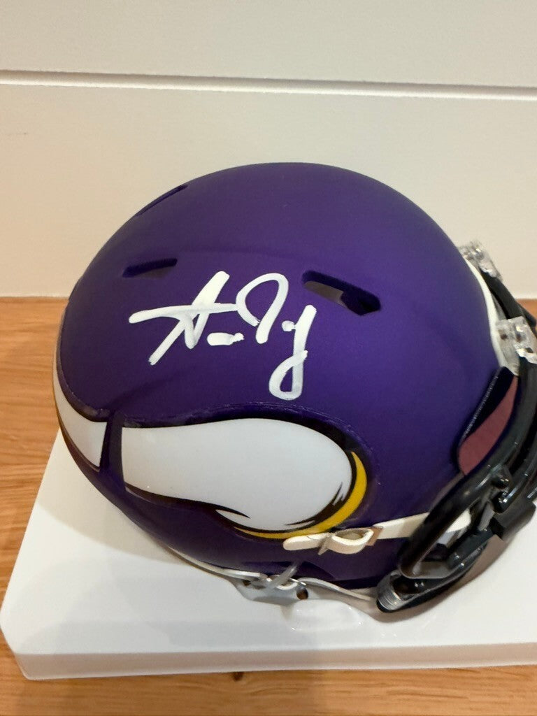 Aaron Jones Signed Minnesota Vikings Speed Mini Helmet TRISTAR COA Purple Visor
