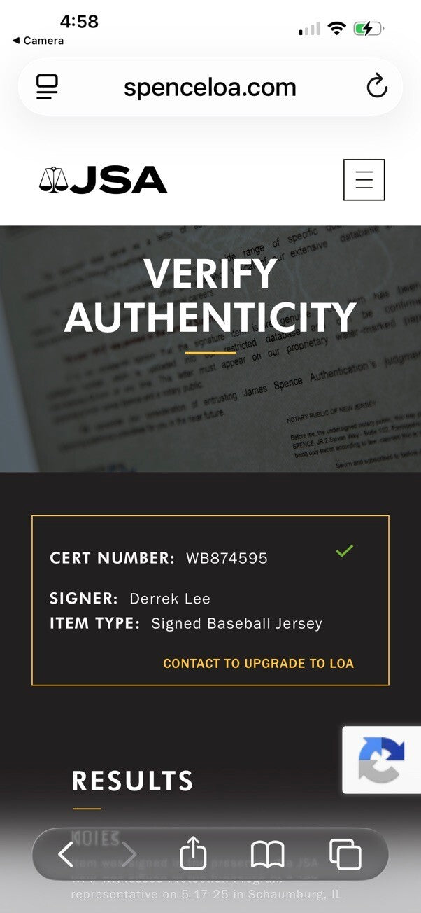 Derrek Lee Signed Chicago White Sox Jersey #25 JSA Certified