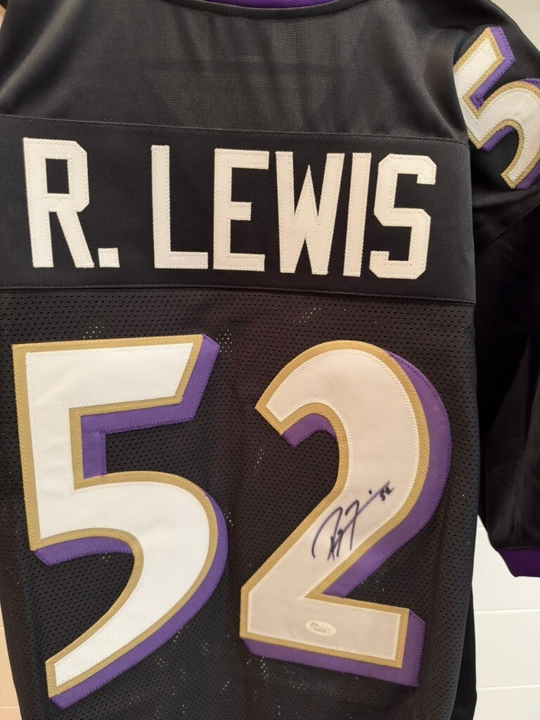 Ray Lewis Signed Baltimore Ravens Custom Jersey XL Black #52 JSA