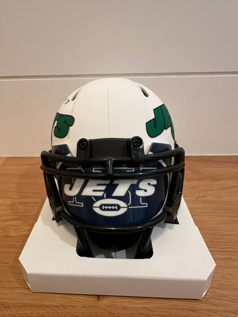 Zach Wilson Signed Jets White Speed Mini Helmet GT Authentication Custom Visor