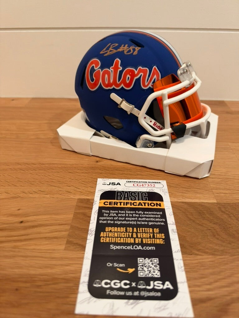 Caleb Banks Signed Florida Gators Blue Mini Helmet Orange Visor JSA COA
