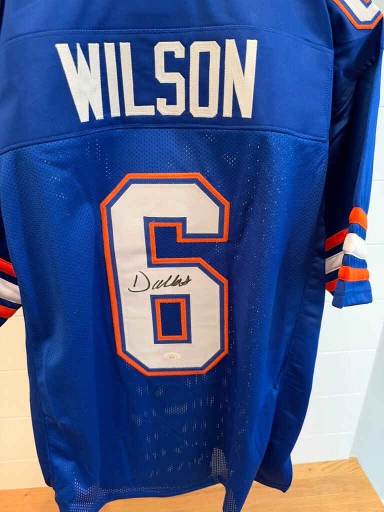 Dallas Wilson Signed Florida Gators Blue Custom Jersey #6 XL JSA COA