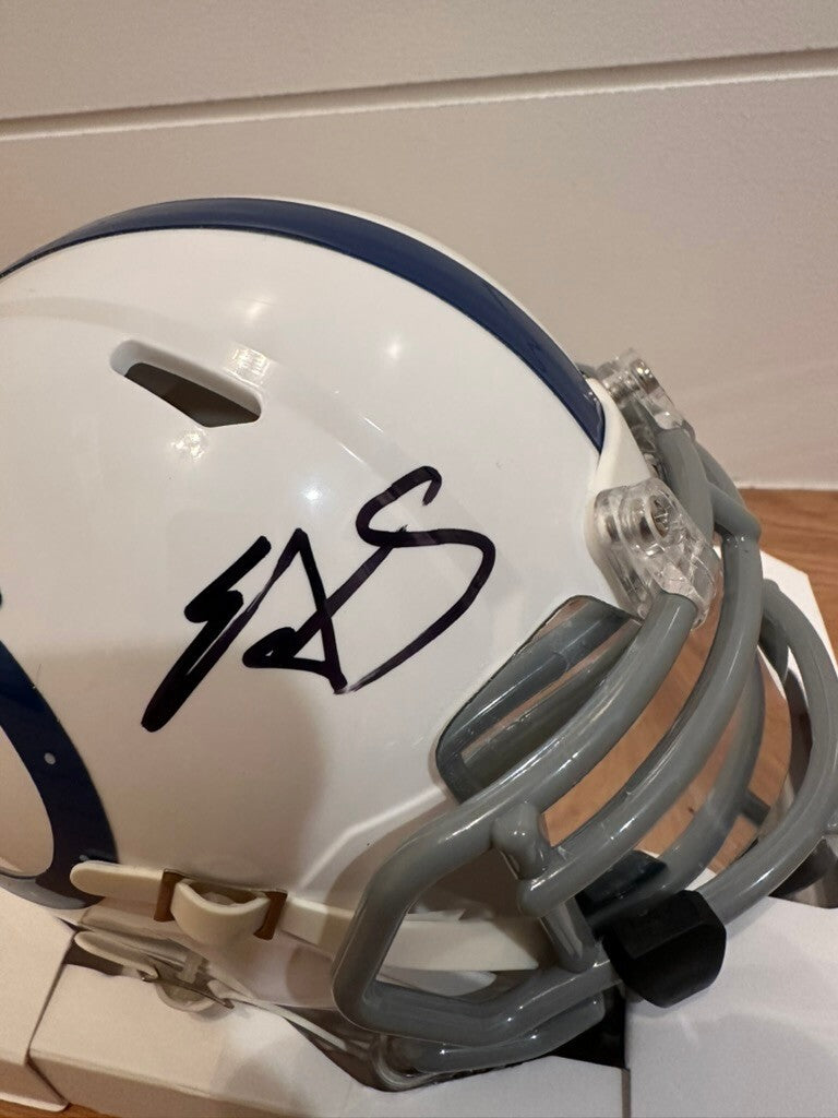 Edgerrin James Signed Colts Speed Mini Helmet Beckett Witnessed BAS Riddell