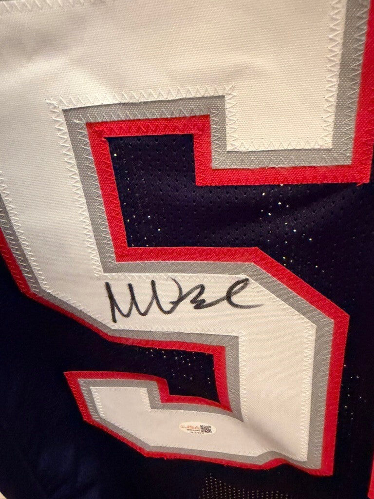 Mike Vrabel Signed New England Patriots #50 Navy Custom Jersey JSA Witnessed