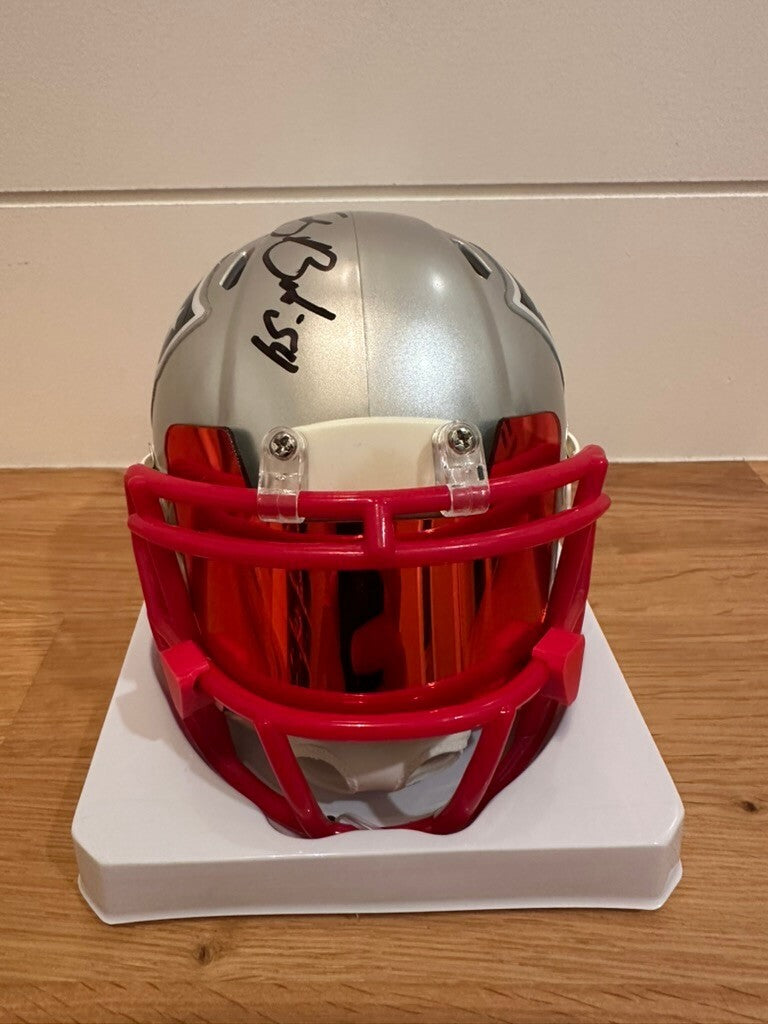 Tedy Bruschi Signed Patriots Speed Mini Helmet #54 Beckett Witnessed