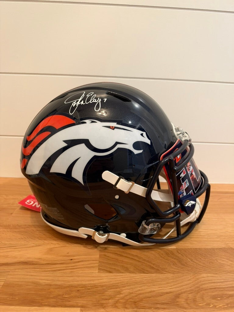 John Elway Signed Broncos Authentic Full Size Speed Helmet Beckett Custom Visor