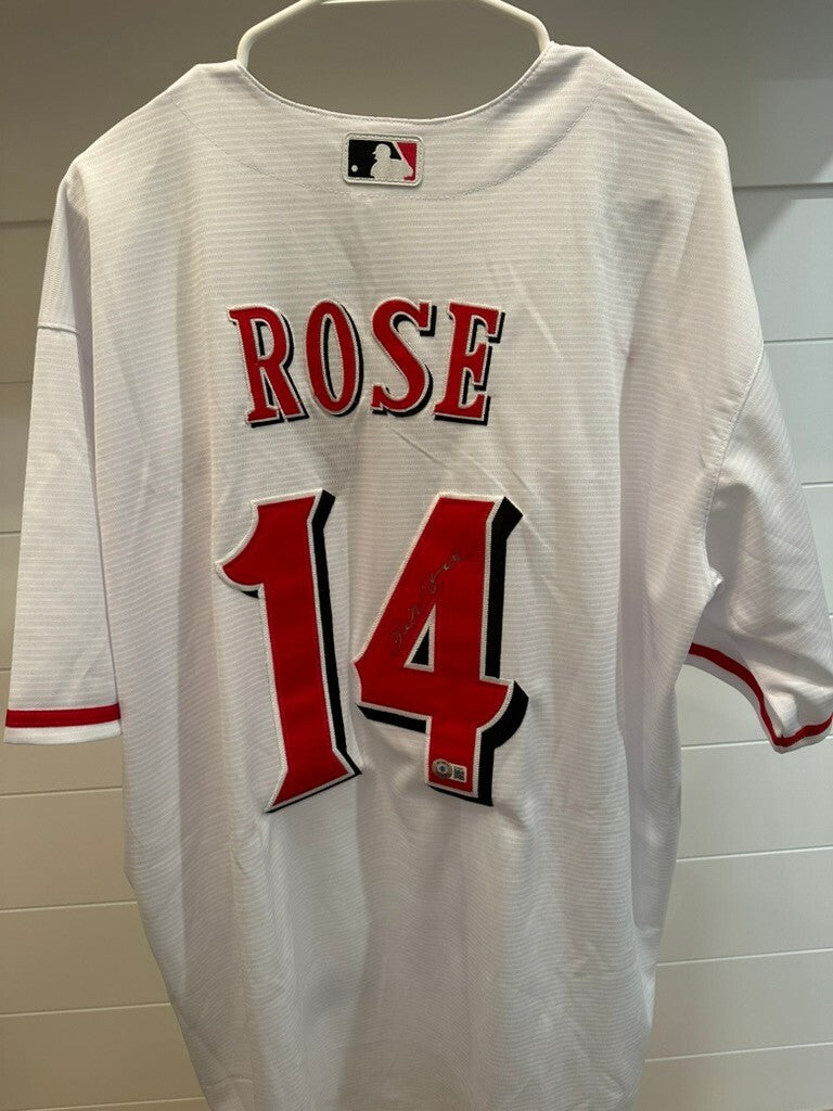 Pete Rose #14 Signed Cincinnati Reds Nike Jersey XL – Beckett BAS Authenticated