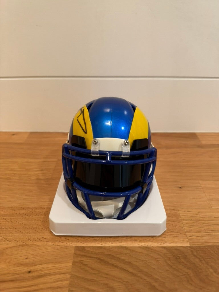 Aaron Donald Signed LA Rams Riddell Speed Mini Helmet Beckett Witness Dark Visor