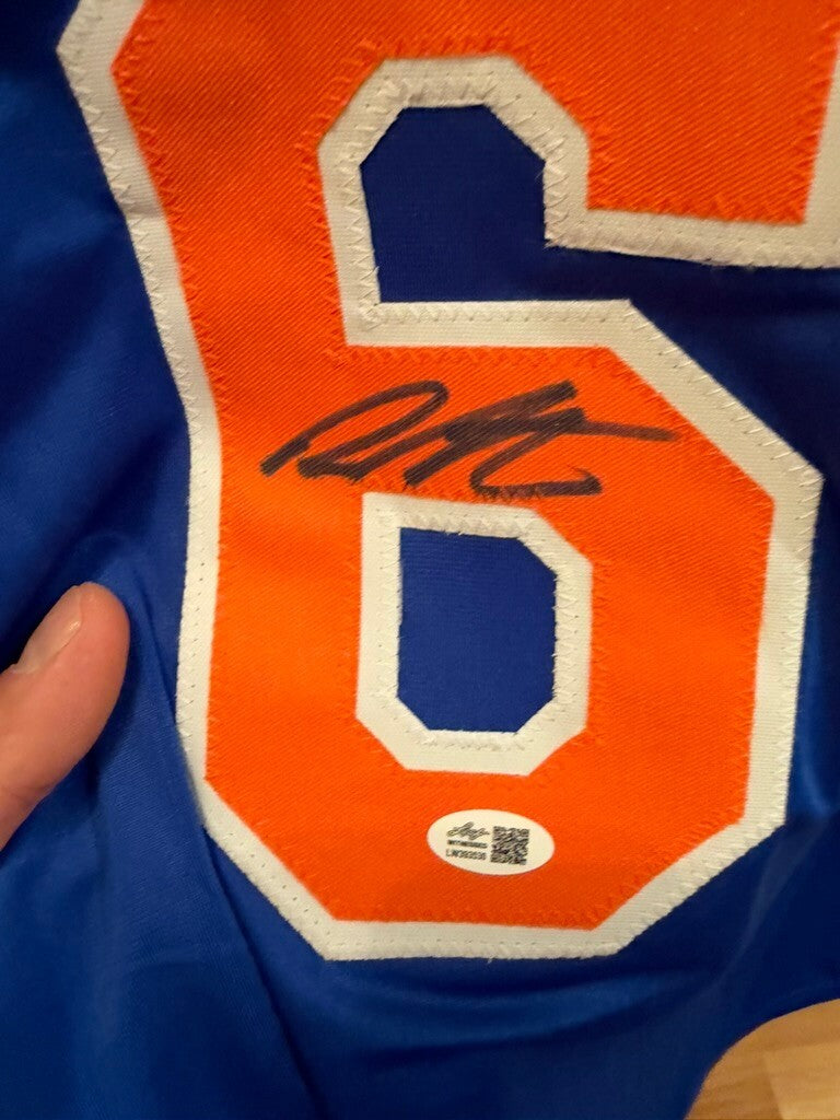 Dellin Betances Signed New York Mets Blue #68 Baseball Jersey Leaf Witnessed
