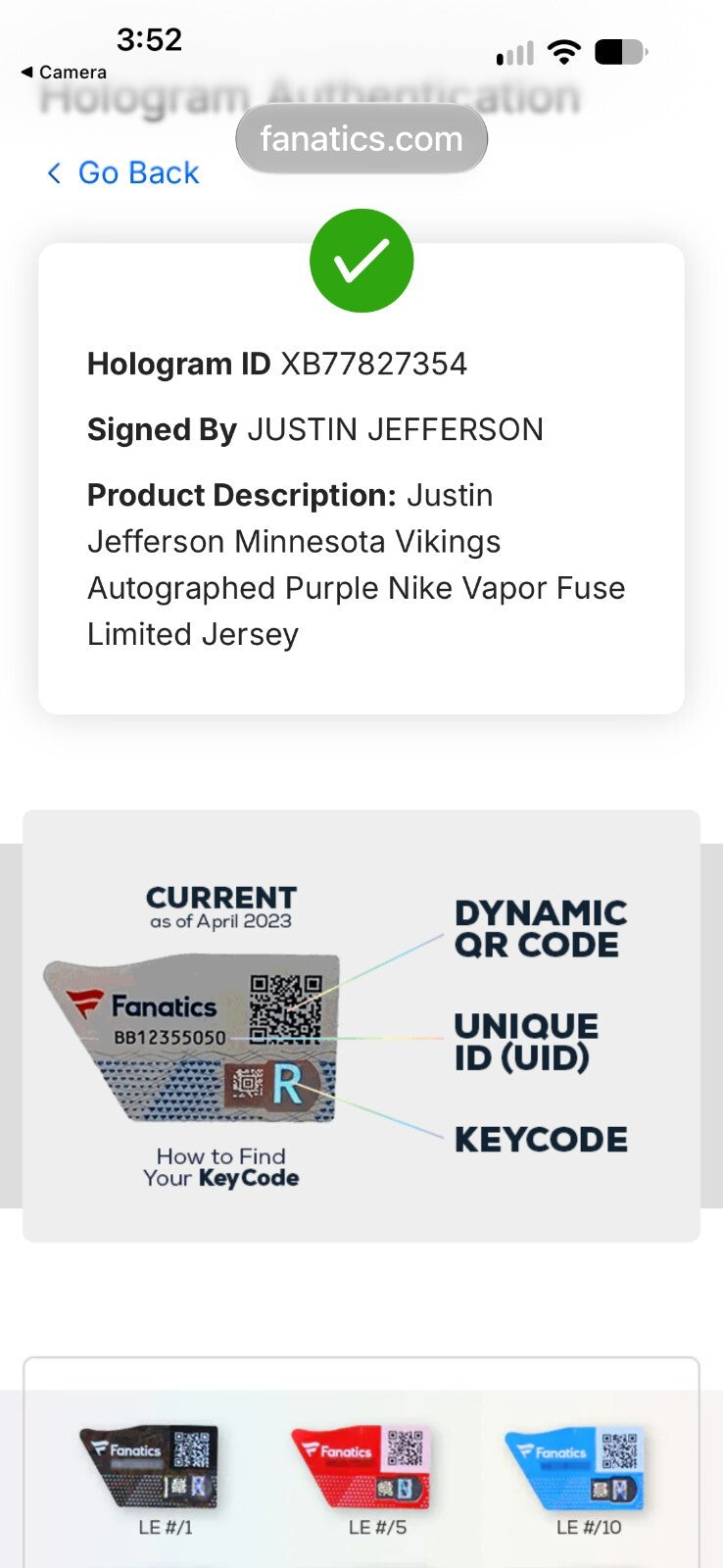 Justin Jefferson Signed Vikings Nike Vapor FUSE Limited Jersey XL Fanatics