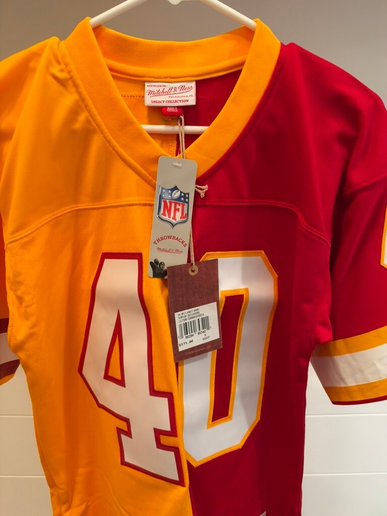Mike Alstott Buccaneers Mitchell & Ness Split Legacy Jersey Small 36 Orange Red