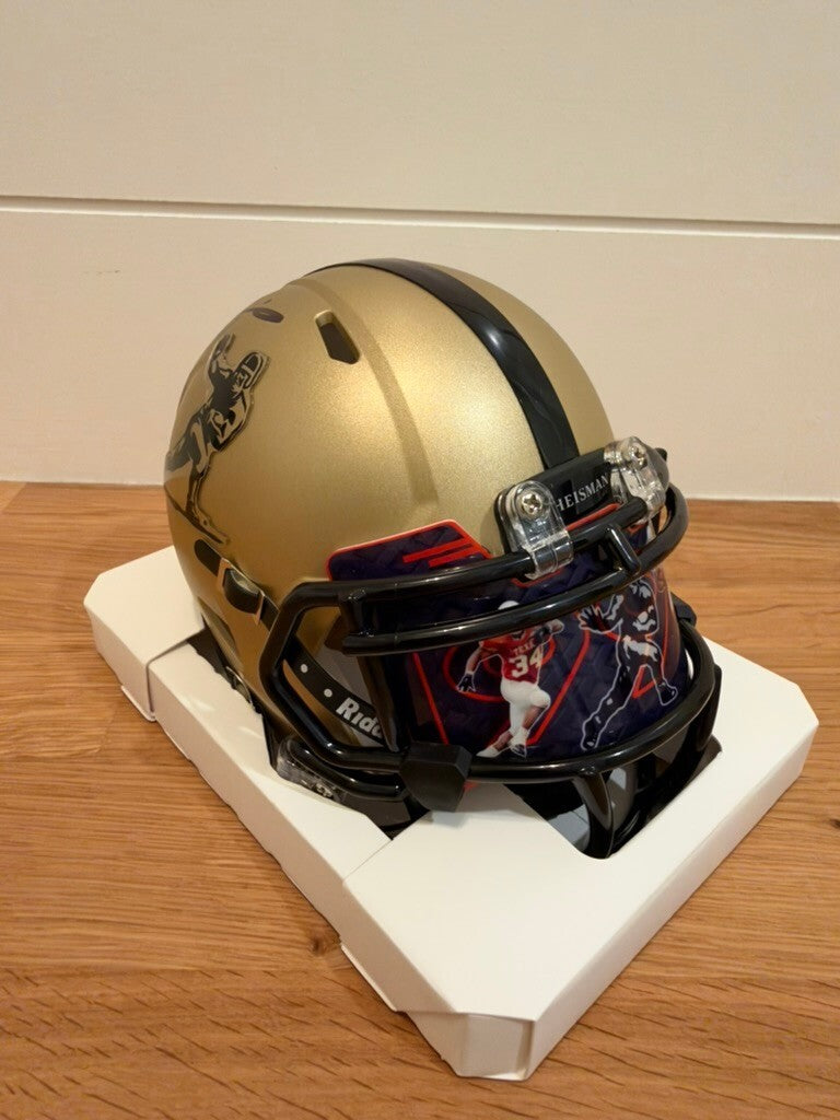 Ricky Williams Signed Gold Heisman Mini Helmet Custom Texas Visor Prime Time