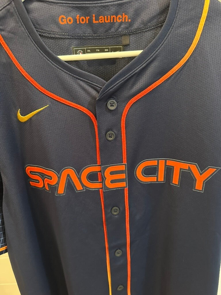 Nike Houston Space City Baseball Jersey Navy Blue Size XL