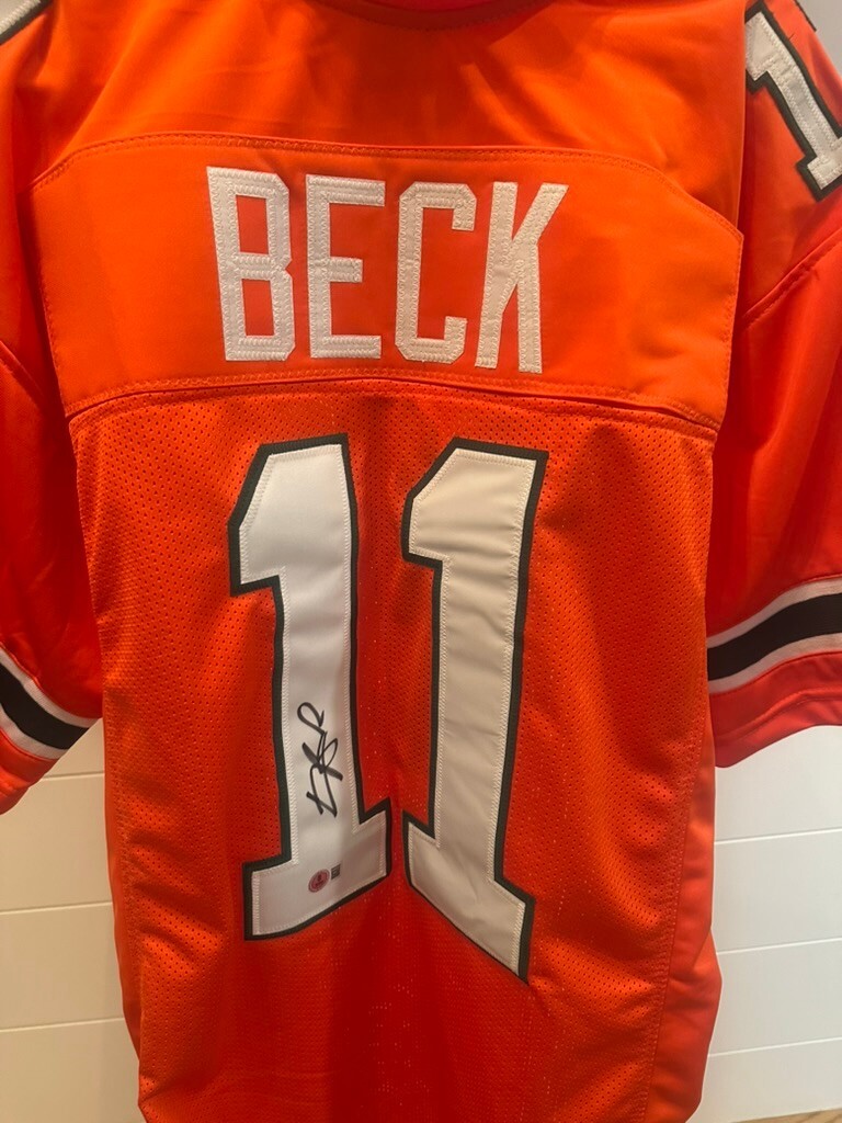 Carson Beck Signed Miami #11 Orange Jersey Beckett