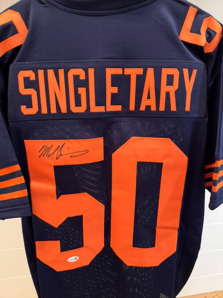Mike Singletary Signed Chicago Bears #50 Navy Orange Custom Jersey JSA
