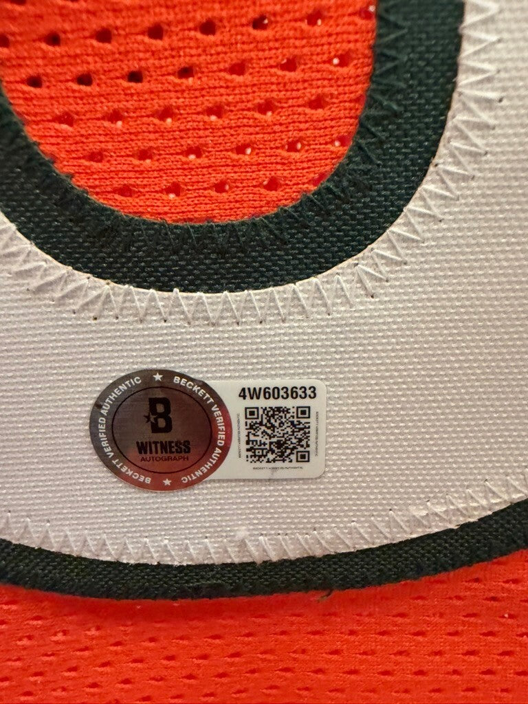 Andre Johnson Signed Miami Hurricanes #5 Orange Custom Jersey XL Beckett