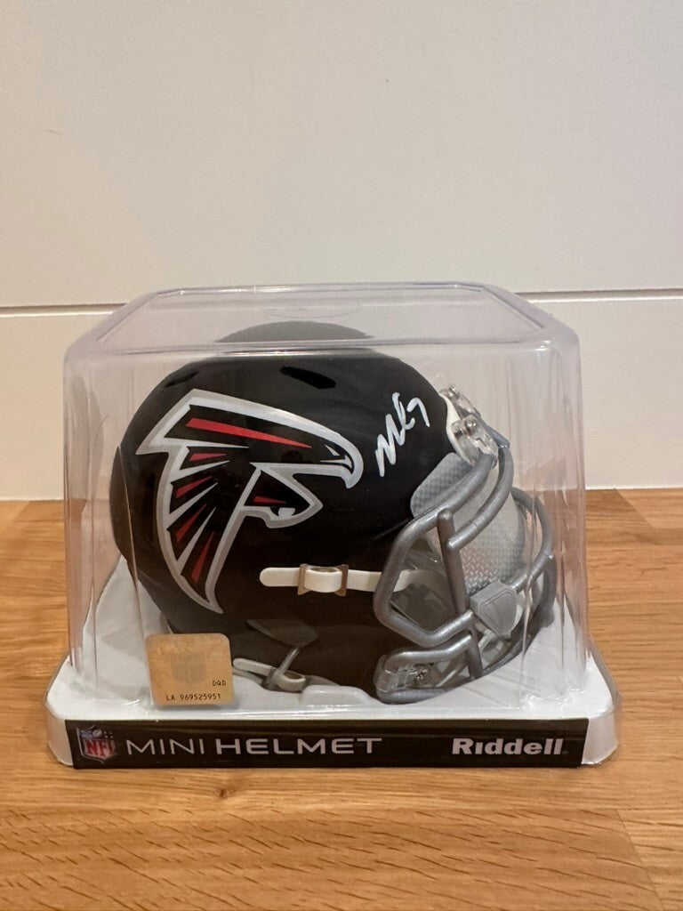 Michael Vick Signed Falcons Speed Mini Helmet Beckett Custom Silver Visor