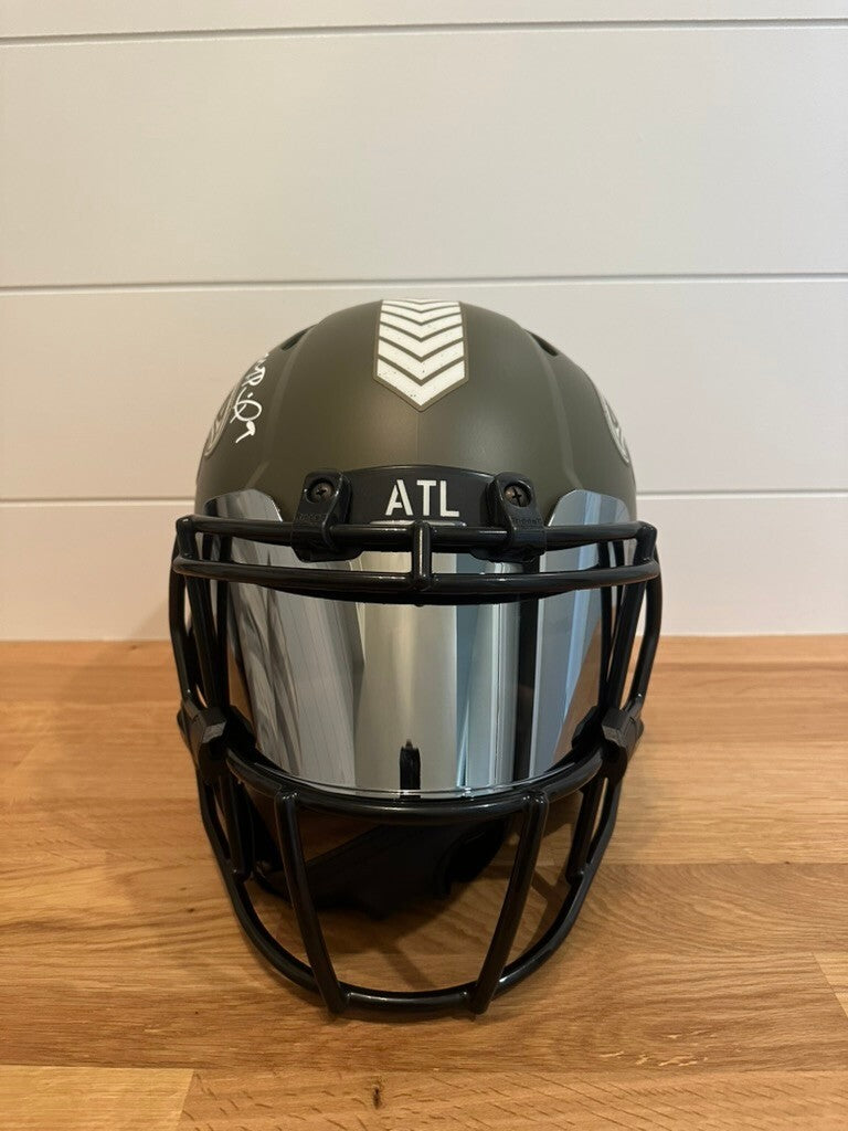 Michael Penix Jr Signed Falcons Salute to Service Authentic Full Size Helmet BAS