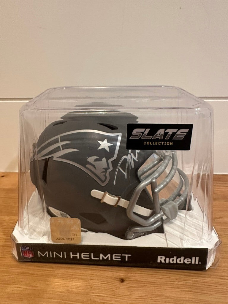 Danny Amendola Signed Patriots Slate Mini Helmet JSA Custom Silver Visor