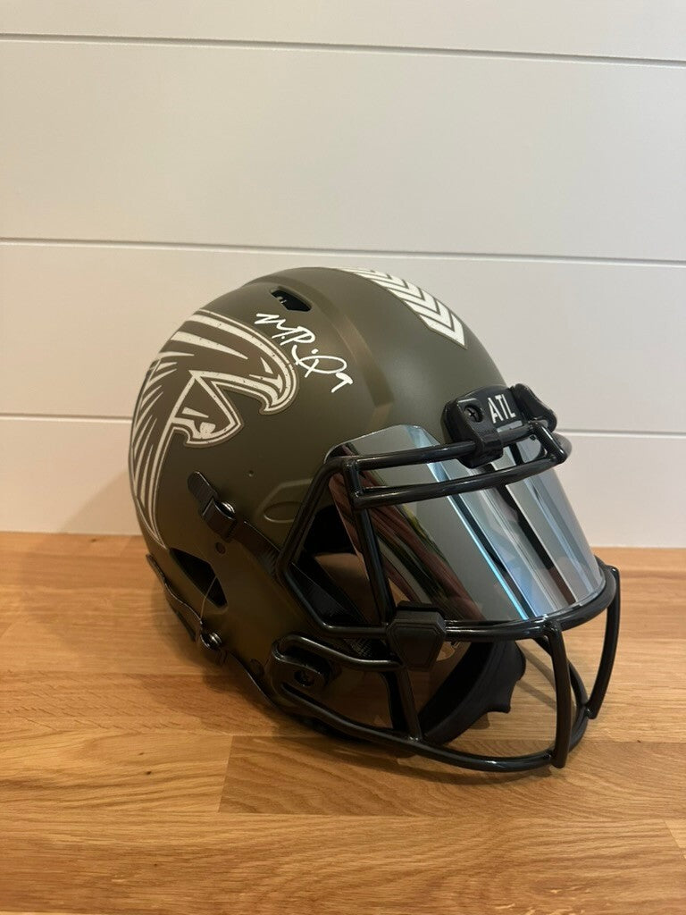 Michael Penix Jr Signed Falcons Salute to Service Authentic Full Size Helmet BAS
