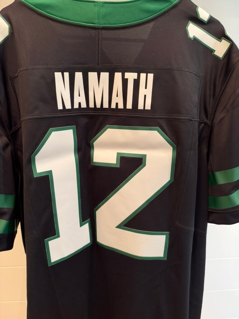 Joe Namath New York Jets Nike Dri-FIT #12 Black Jersey Men's XXL 2XL NWT