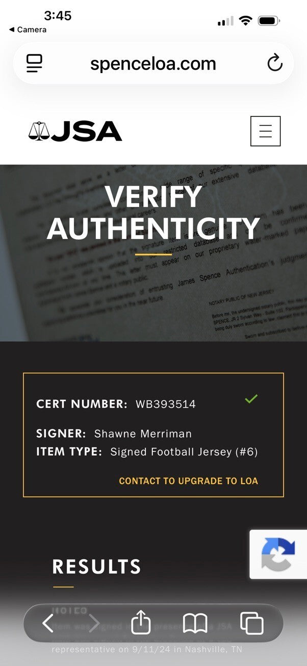 Shawne Merriman Signed San Diego Chargers #56 Jersey JSA COA Autographed