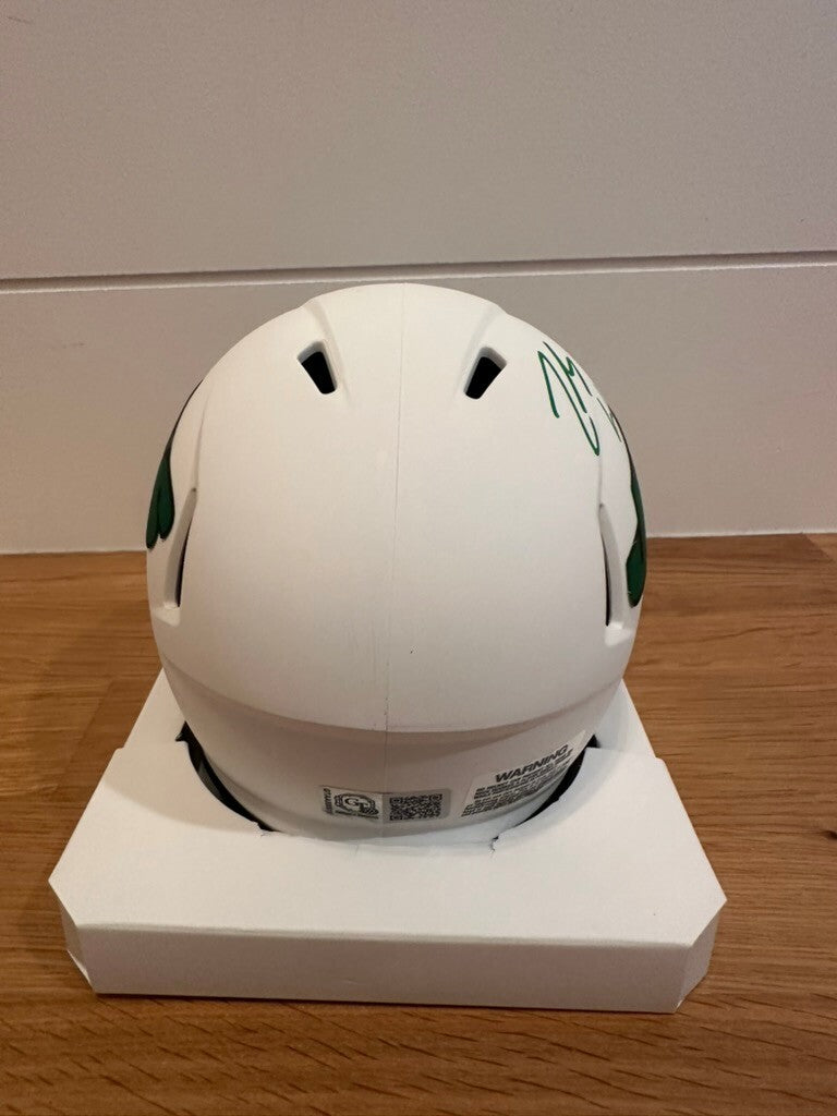 Zach Wilson Signed Jets White Speed Mini Helmet GT Authentication Custom Visor
