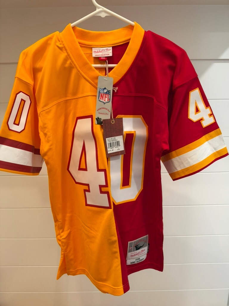 Mike Alstott Buccaneers Mitchell & Ness Split Legacy Jersey Small 36 Orange Red