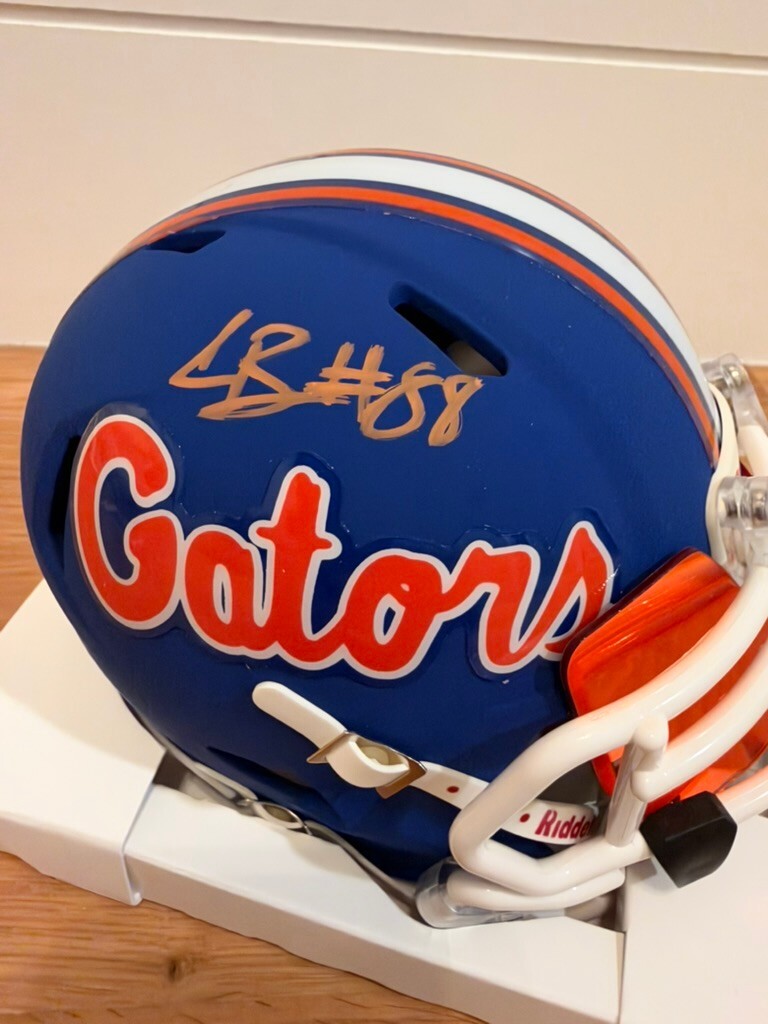 Caleb Banks Signed Florida Gators Blue Mini Helmet Orange Visor JSA COA