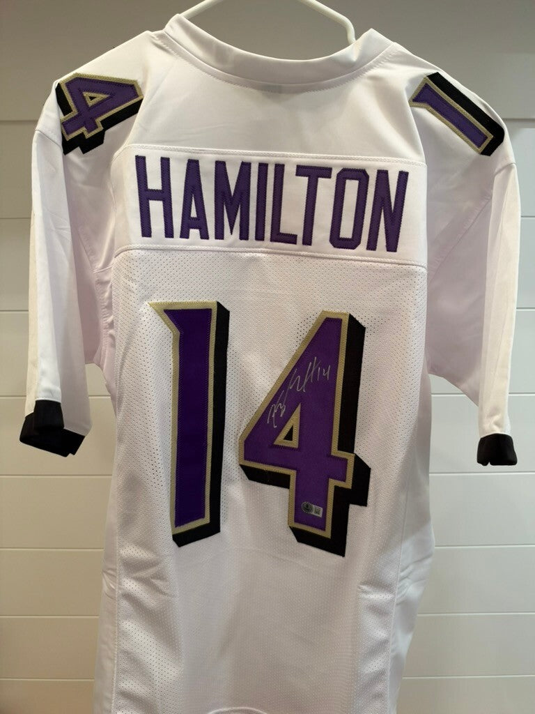 Kyle Hamilton Signed Baltimore Ravens White Custom Jersey #14 Beckett BAS