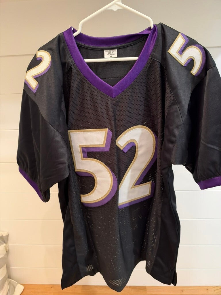 Ray Lewis Signed Baltimore Ravens Custom Jersey XL Black #52 JSA