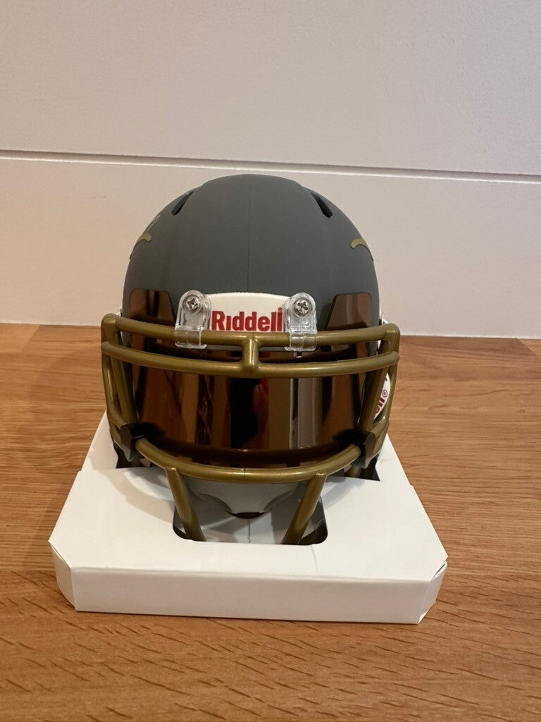 Earl Campbell Signed Texas Longhorns Slate Riddell Speed Mini Helmet HT 77 BAS