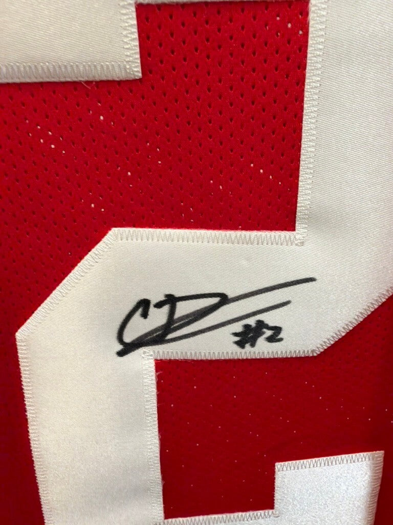 Caleb Downs Signed Ohio State Red Custom Jersey #2 XL JSA Signature Debut COA
