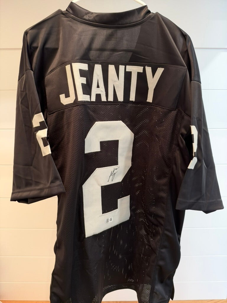 Ashton Jeanty Signed Las Vegas Raiders #2 Black Custom Jersey XL Beckett BAS