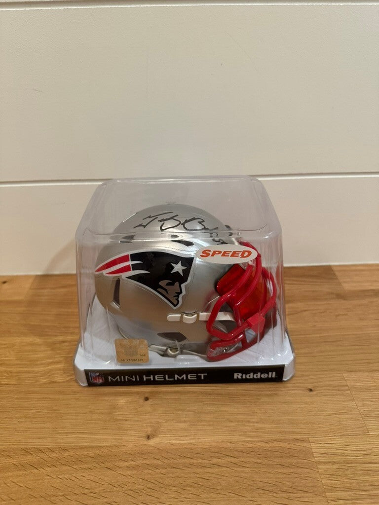 Tedy Bruschi Signed Patriots Speed Mini Helmet #54 Beckett Witnessed