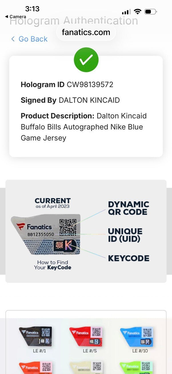 Dalton Kincaid Signed Buffalo Bills Nike Game Jersey Fanatics Auth Large