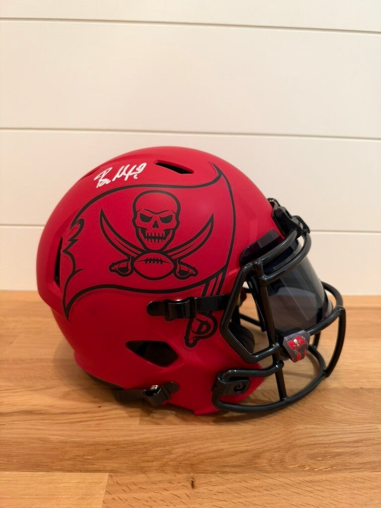 Baker Mayfield Signed Buccaneers Full Size Replica Helmet Red Visor Beckett