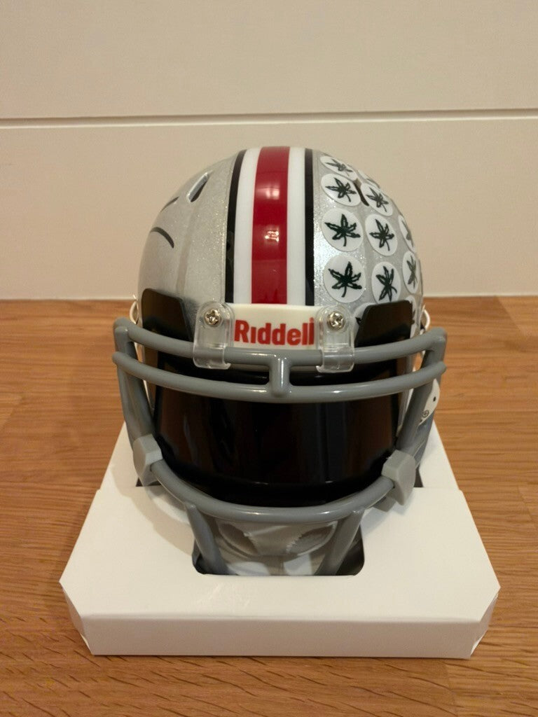 Arvell Reese Signed Ohio State Buckeyes Mini Helmet Black Visor JSA COA