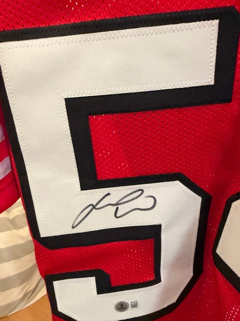 Fred Warner Signed San Francisco 49ers #54 Red Custom Jersey XL Beckett BAS