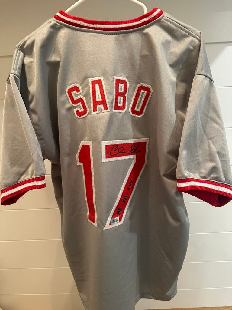 Chris Sabo Signed Cincinnati Reds #17 Jersey Beckett “88 NL ROY”