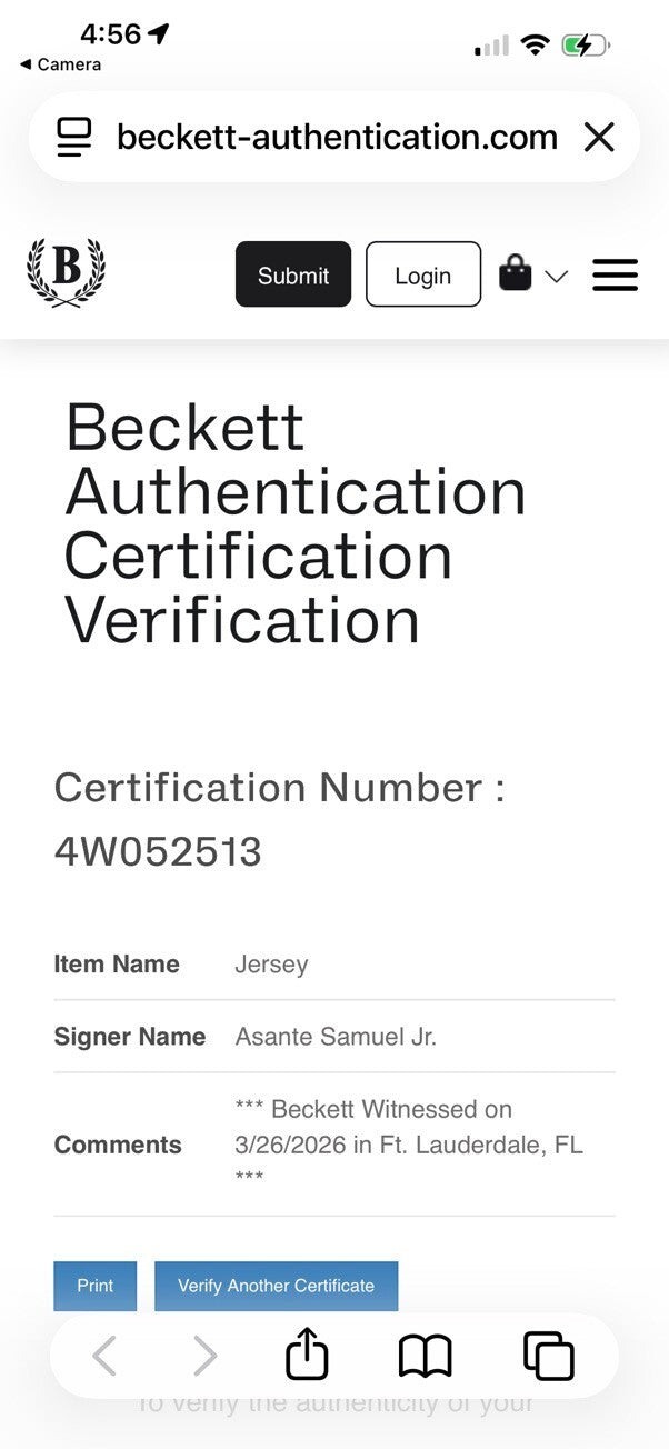 Autographed Asante Samuel Jr. #22 Football Jersey with Beckett Authentication