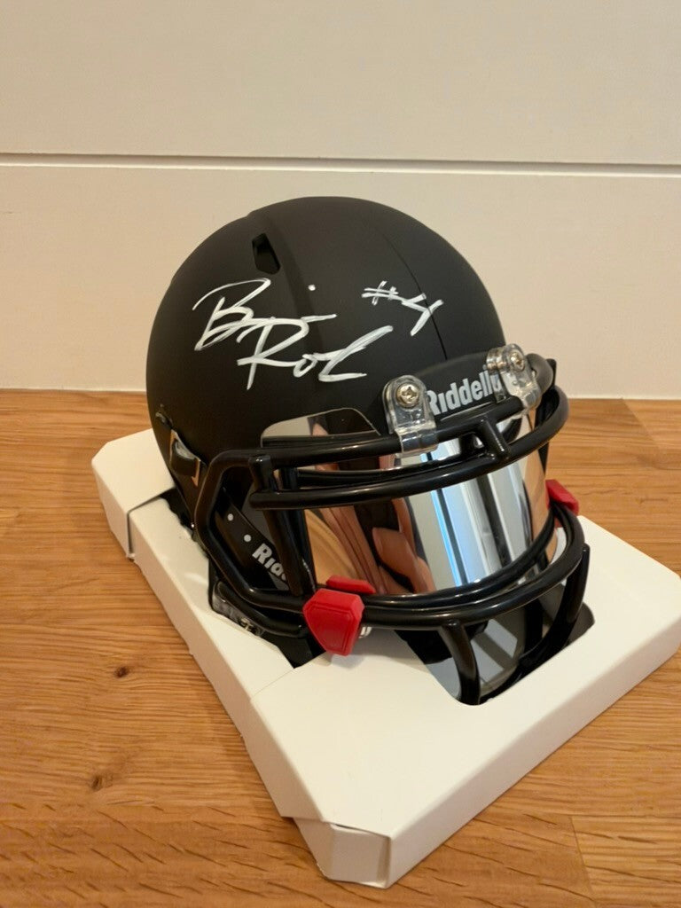 Brian Robinson Jr Signed Matte Black Riddell Speed Mini Helmet Visor JSA COA