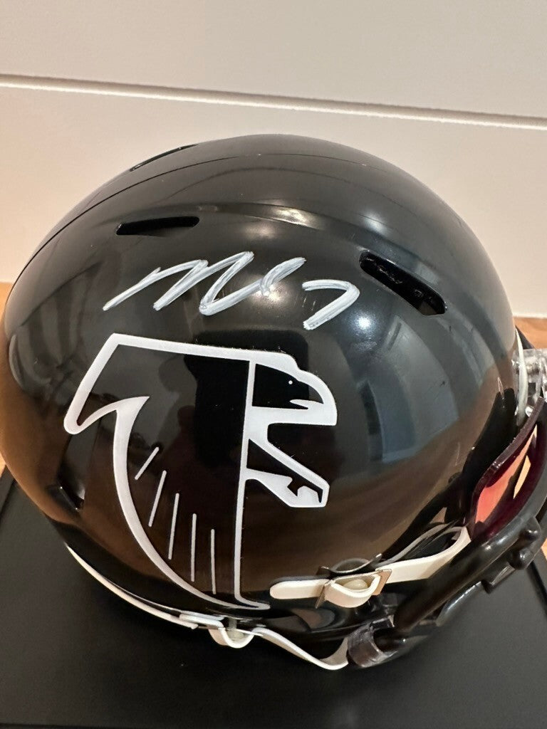 Mike Vick Signed Atlanta Falcons Mini Helmet Beckett Witnessed + Display Case