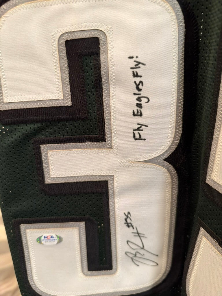 Boston Scott Signed Eagles Custom Jersey Fly Eagles Fly Inscription PSA COA