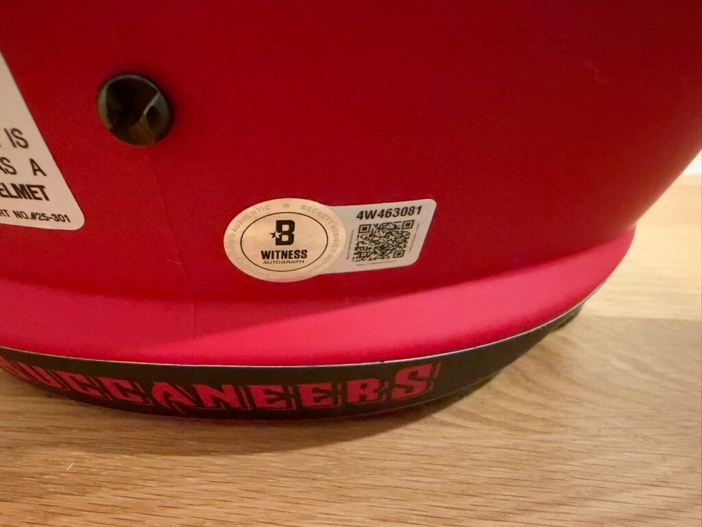 Baker Mayfield Signed Buccaneers Full Size Replica Helmet Red Visor Beckett