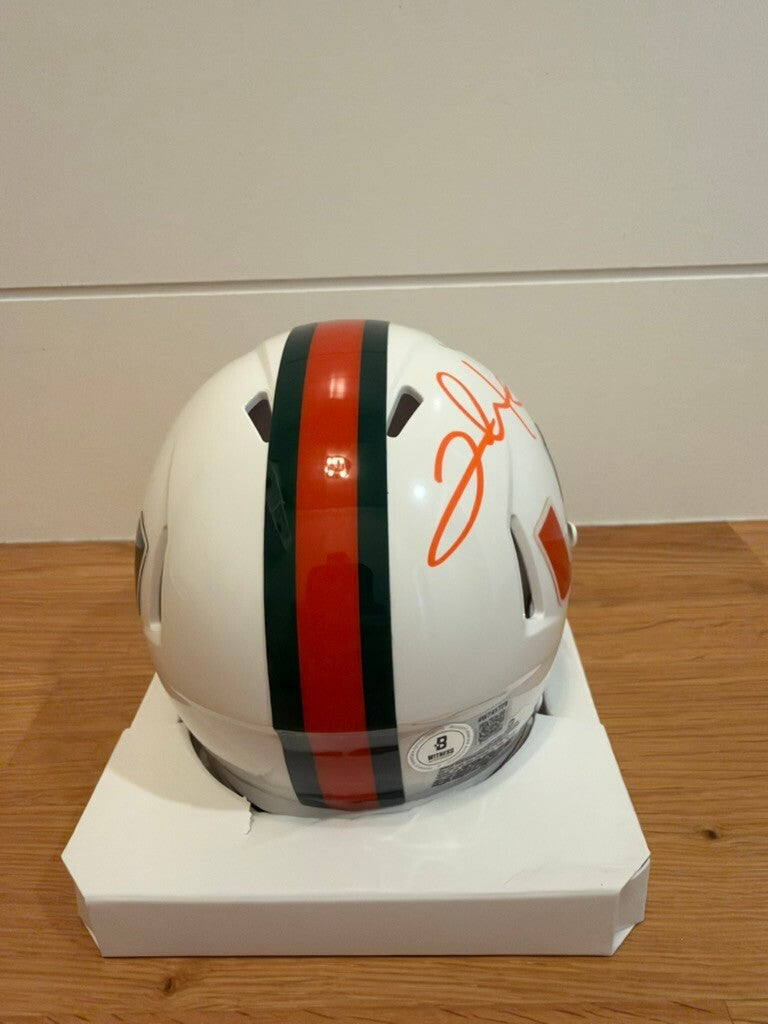 Clinton Portis Signed Miami Hurricanes Speed Mini Helmet Beckett Custom Visor
